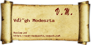 Végh Modeszta névjegykártya